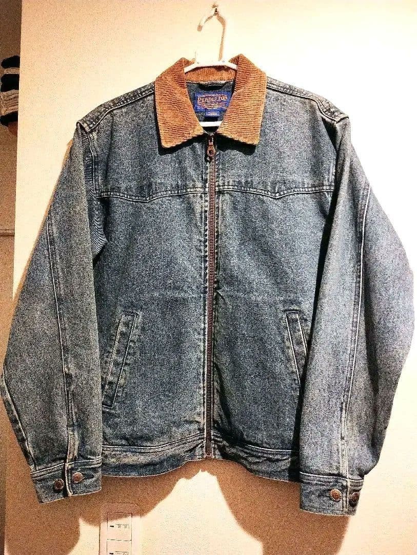 Pendleton Denim Jacket Native Blanket Collar 2000s - image 2