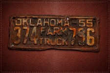 Rare Authentic 19550klahoma Farm Truck LicensePlate Rustic Patina Barn Prime