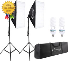 Softbox Lighting Kit Studio Lights with 2 Bulbs 5500K Continuous Photography