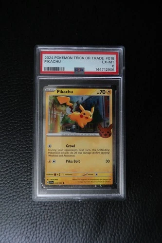 2024 POKEMON TRICK OR TRADE #018 PIKACHU PSA 6 - HOLO SWIRL