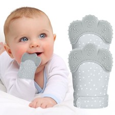 2Pack Silicone Teething Mitt, Soothing Infant Teething Mitten Pain Relief, Preve