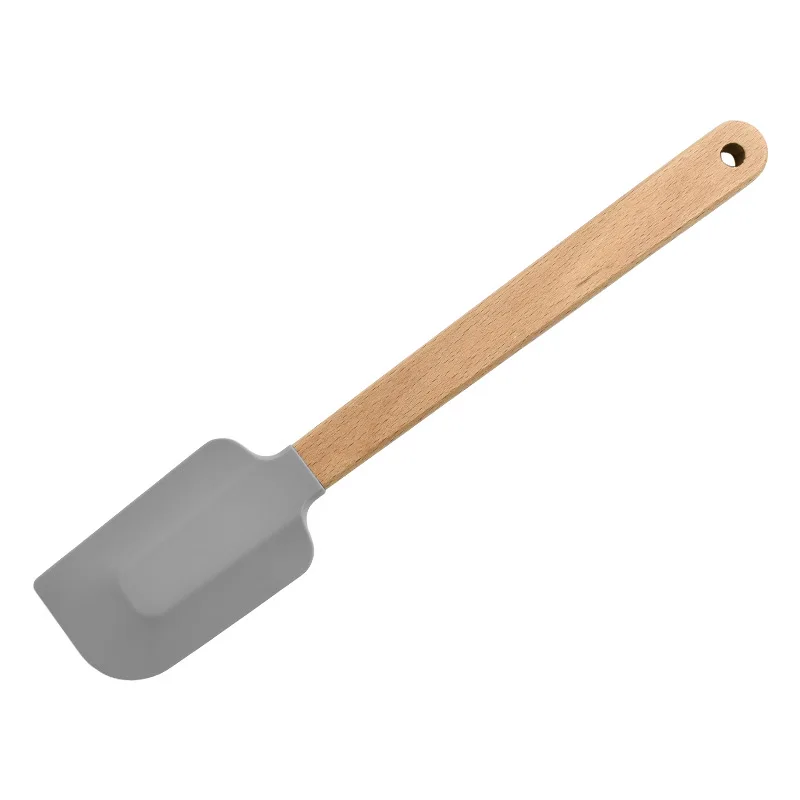 2Pcs/Set White Silicone Cream Spatula Non-Stick Pastry Blenders Wood Handle Choc