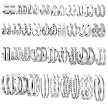 36 Pairs Gold Hoop Earrings Set for Women, Chunky Gold Earrings Multipack, Tr...