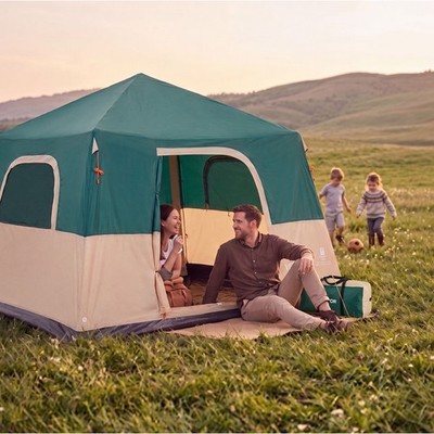 VEVOR Camping Tent 6 Person Inflatable Cabin Tent with Rechargeable Pump Green