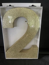 9 Inch Gold Glitter Number “2” Table Centerpiece Birthday Party
