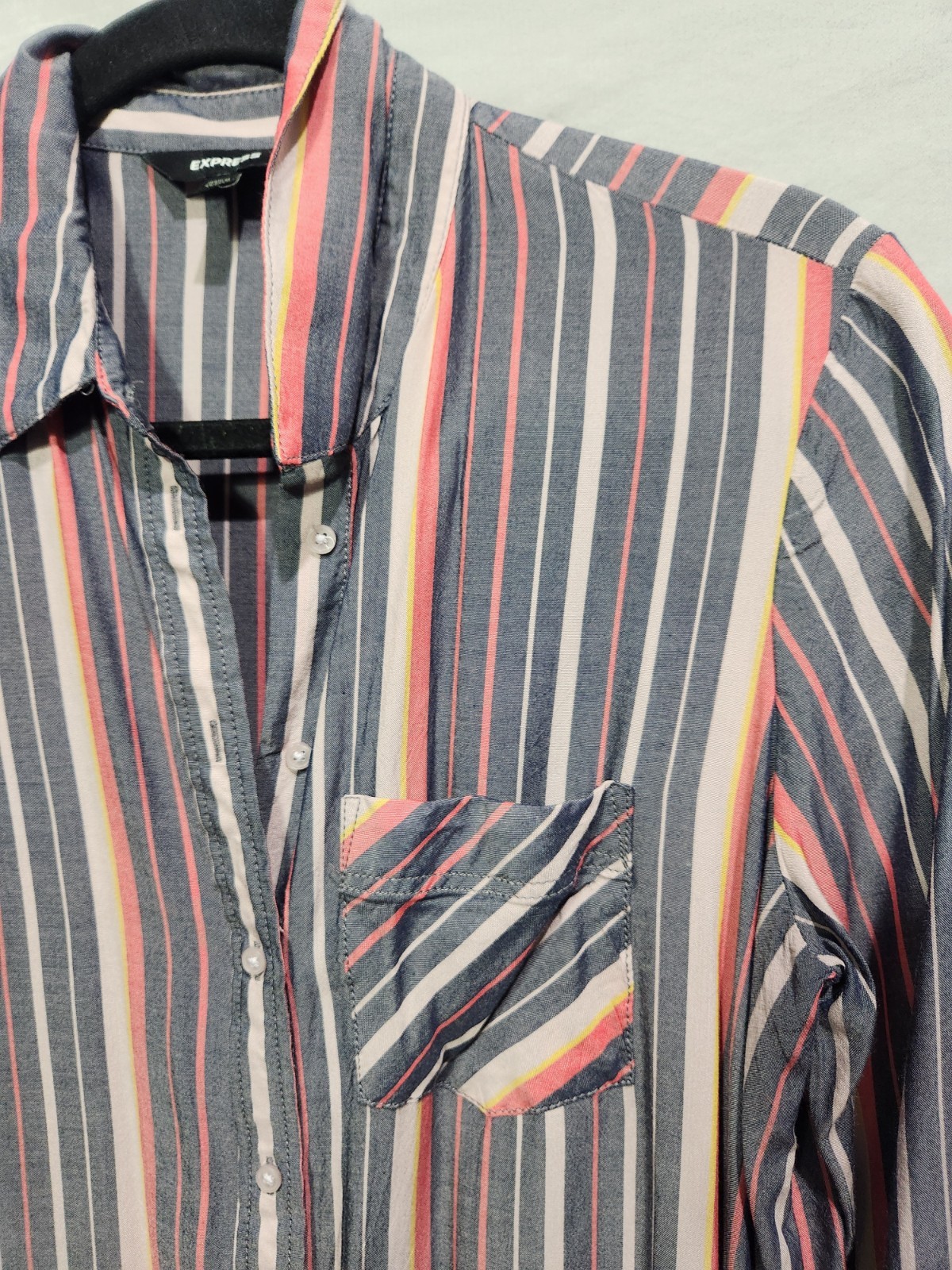 Express Lightweight Striped Button Down Shirt Dre… - image 3