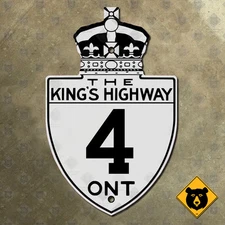 Ontario King's Highway 4 route marker road sign Canada 1933 9x14