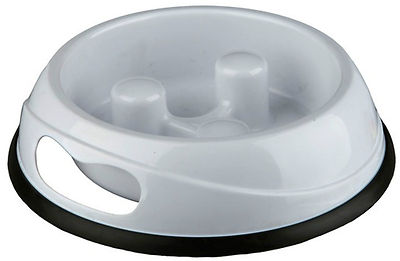 WhiteTrixie Dog Puppy Slow Feed Bowl Non Slip Prevent Bloat & Gulping Lge 25033
