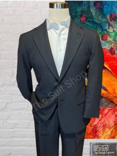 Vintage 80s Polo Ralph Lauren 38S 30x30 Charcoal Gray Nailhead 2 Piece Suit