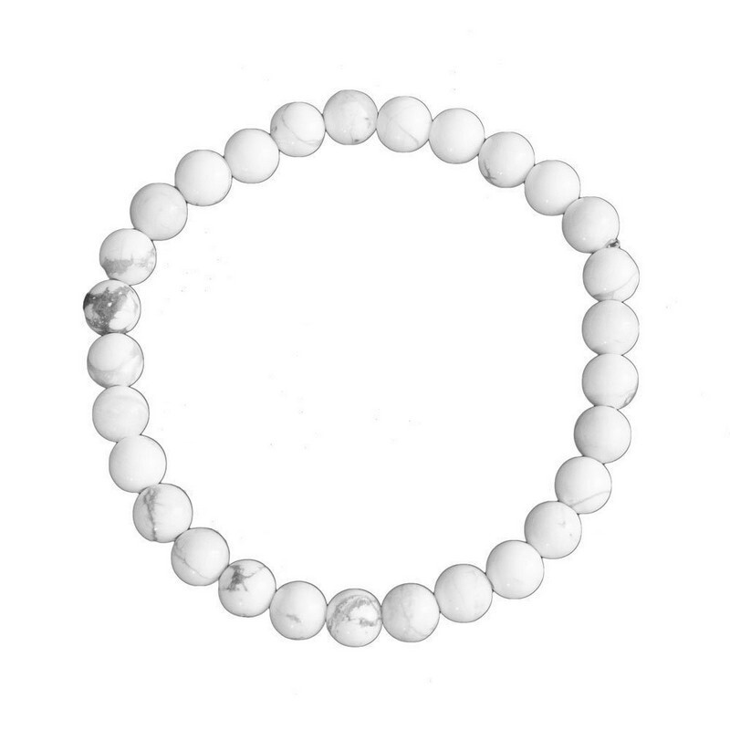 Bracelet Howlite 6 mm pour apaiser le stress et favoriser un sommeil réparateur