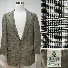 Men's Austin Reed Vintage Houndstooth Plaid 2-Button Vented 46L Blazer Jacket