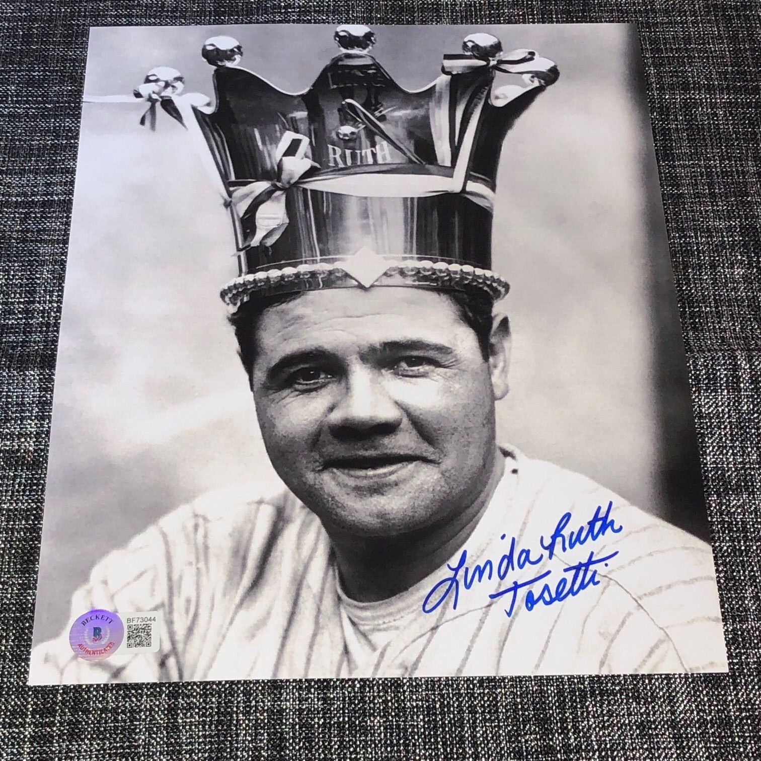 Babe Ruth Autographed Signed New York Yankees LINDA RUTH TOSETTI 8X10 PHOTO BABE NY YANKEES BECKETT BAS COA 