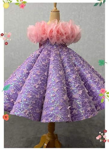 Sequin Children Girls Princess Dress Performance Costumes Summer Birthday Gown - Picture 7 of 12
