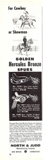 North & Judd Mfg Co New Britain CT Golden Hercules Bronze Spurs Vtg Mag Print Ad