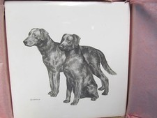 BLACK LABRADOR RETRIEVER WALL MOUNT TILE HOTPLATE SIGNED CHRISTIE