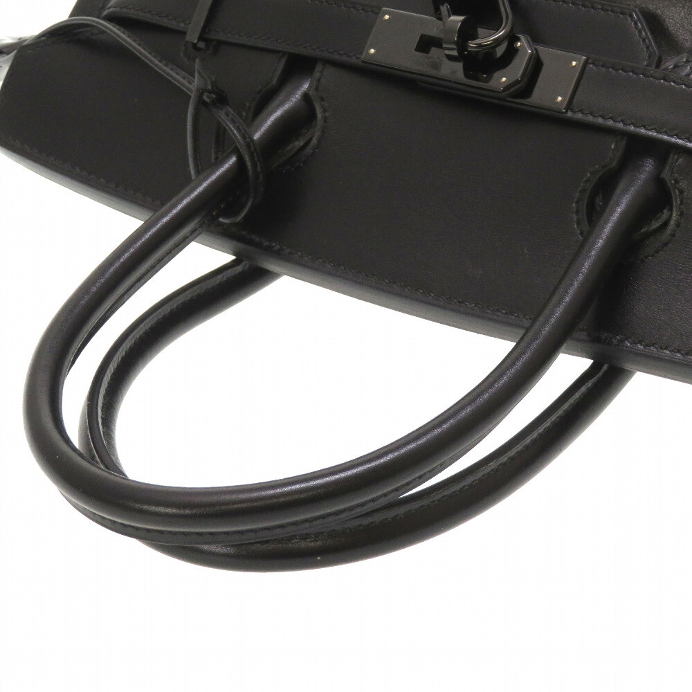 AUTHENTIC HERMES Birkin 30 SO-BLACK Black Box calf Hand Bag AUTHENTIC HERMES Birkin 30 SO-BLACK Black Box calf Hand Bag