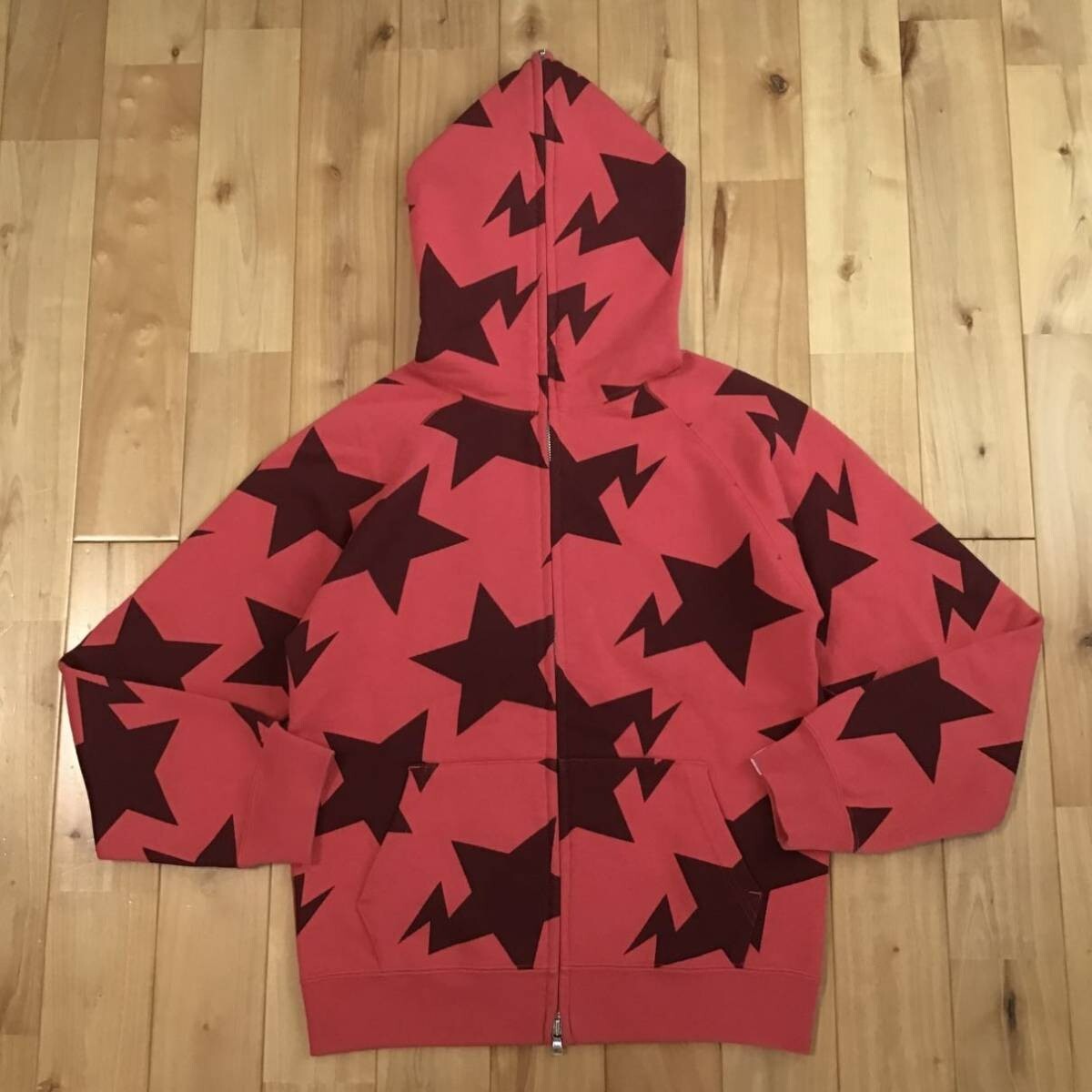 BAPE STA full zip hoodie red a bathing ape star BAPESTA ladies Size SHORT