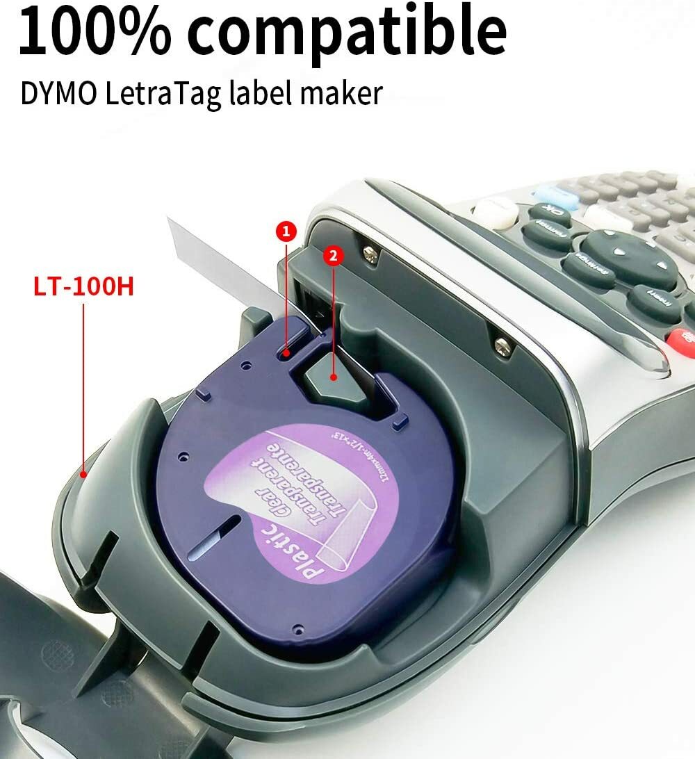 BOYEEZON White Paper Compatibile Per Dymo LetraTag Nastro Di Etichette 12 Mm X 4 M 91220 Refill Nero Su Bianco Di Ricambio Per Dymo Letratag LT-100H (Plus) XR XM LT-100H LT-100T, Confezione - Foto 9