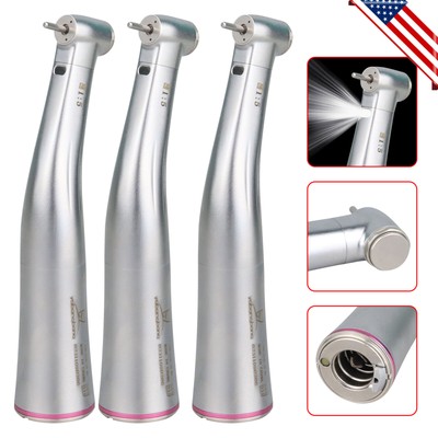 3 Dental Inner Water 1:5 Fiber optic LED Contra angle handpiece Red Ring