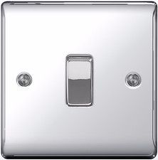 BG Nexus Decorative Light Switches & Sockets Polished Chrome White Inserts Range