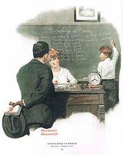 Norman Rockwell print: "KNOWLEDGE IS POWER"  school teacher conferences 11x15"