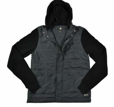Element STURGIS FLEECE Black Grey Zip Up Front Pockets Men's Hooded Jacket