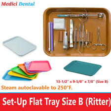 Dental Autoclave Plastic Instrument Set Up Flat Tray Size B Pick 15 Colors 