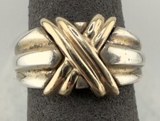14k Gold Sterling Silver X Ring - Size 4.5 - 5.7g