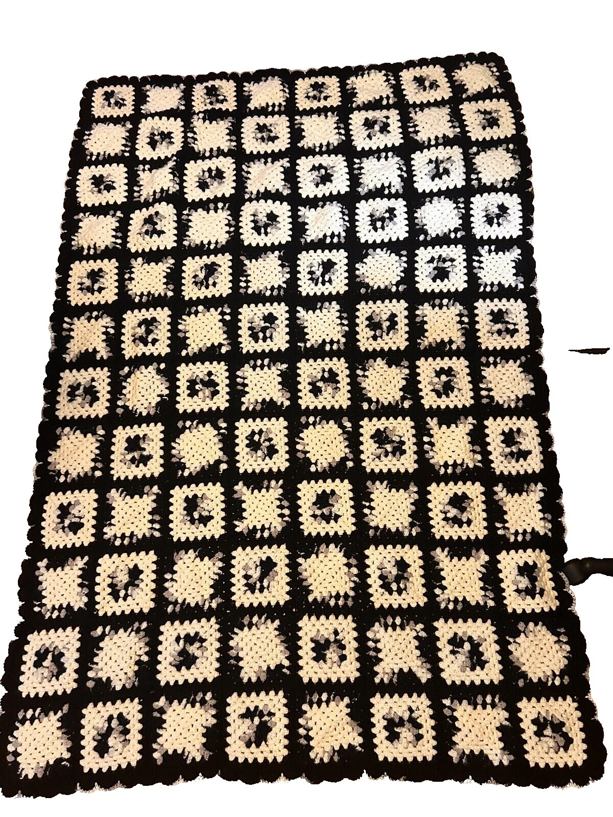 Colchas tejidas y mantas White Negro Tiro