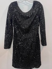 DOLCE & GABBANA BLACK SEQUIN MIDI BACKLESS DRESS SIZE 40