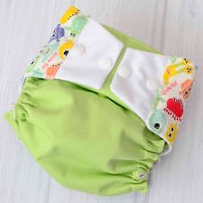 One Size Cloth Diaper Cover, Green Monsters, Waterproof AI2 Diaper No Insert 