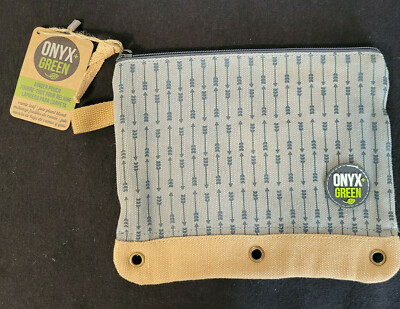 Onyx + Green: Binder Pouch - Jute - Biodegradable with Zipper Gray Arrow - New