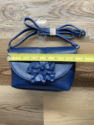 Navy Blue Crossbody With Flower Embellishment NWOT | eBay