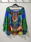 She & Hers Women’s Blouse Top Size S Multicoloured Blue Wide Sleeve Summer