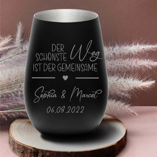 Windlicht zur Hochzeit mit Gravur- personalisiert Geschenkidee Hochzeitsgeschenk