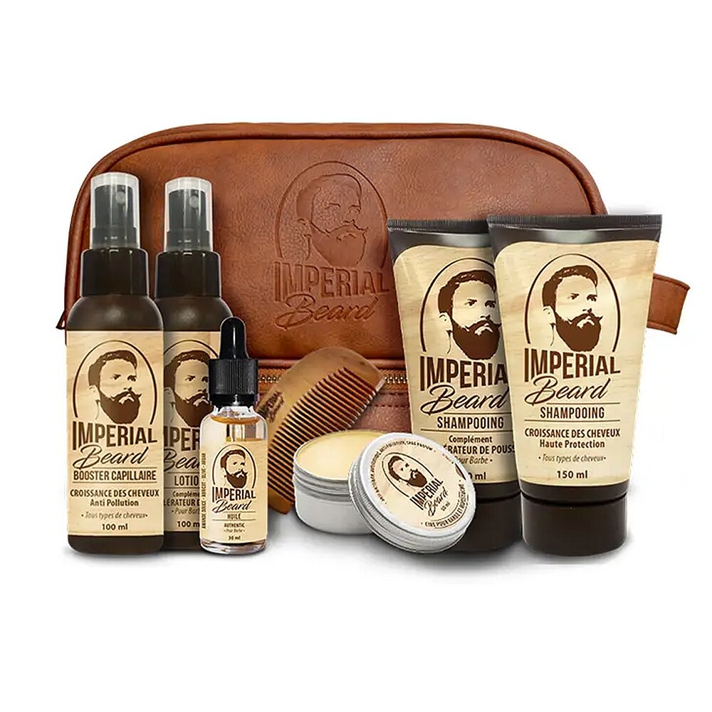 Accélérateur de pousse barbe et cheveux en kit de soin complet pour homme