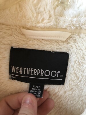Weatherproof Womens White Fuzzy Jacket Size XL Full Zip | eBay