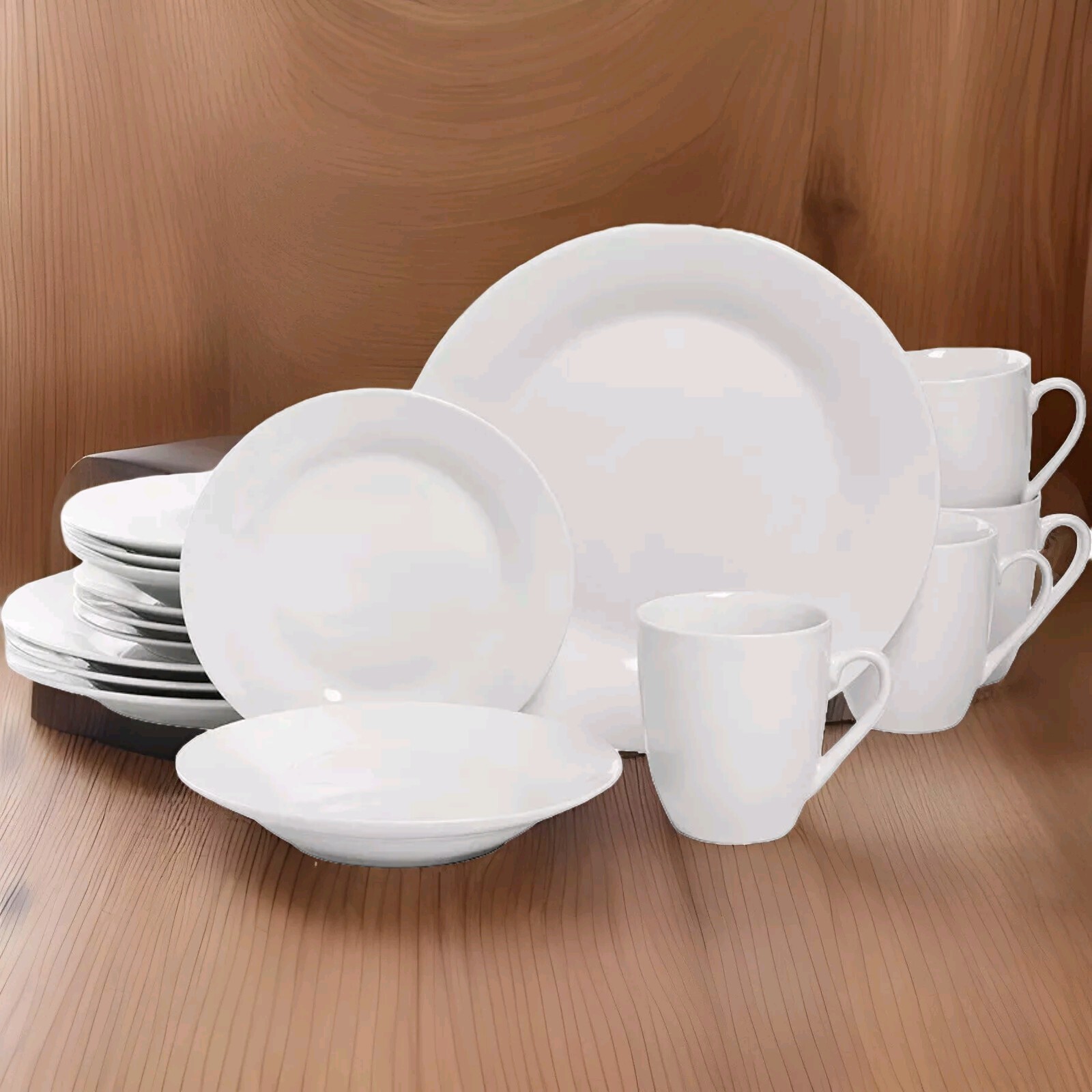 NEW 10 Strawberry Street Simply Round 16 Piece Dinnerware Set, White