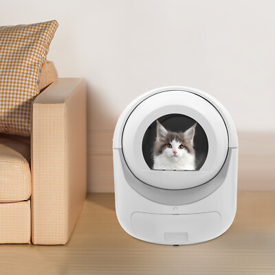 White Smart Cat Litter Box APP Automatic Self-Cleaning Litter BOX Snap-on Filter