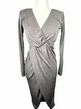 NWT Boohoo Slinky Twist Detail Midi Long Sleeve Dress Size 8