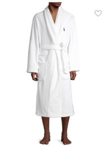 Polo RALPH LAUREN Shawl Collar White Plush Bath ROBE Size: L/XL New SHIP FREE