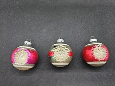 Vintage Shiny Brite Double Indent Striped 2 1/4" Pink/Red 3X