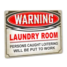 Warning Laundry Room Sign Loitering Soap Suds Vintage Wall Art Country Cabin