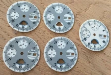 5pc Watch dial for ETA Valjoux 7758 swiss made 1970s - moonphase - NOS - 