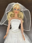 Mattel Vintage Barbie Doll Wearing Wedding Dress And Veil