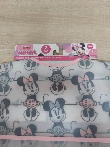 Nuevo Disney Junior Minnie Mouse 2 pk bebé niño niña baberos rosa Foto 2 de 4