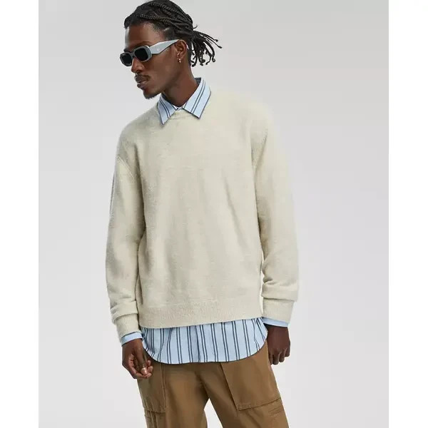 Mode of One Mens Relaxed Fit Cozy Sweater Dark Ecru Small 7890₽