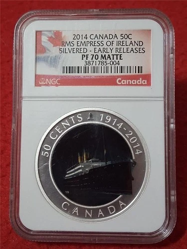 2014 Canada RMS EMPRESS OF IRELAND SILVERED NGC PF 70 MATTE 50C      #MF-4015