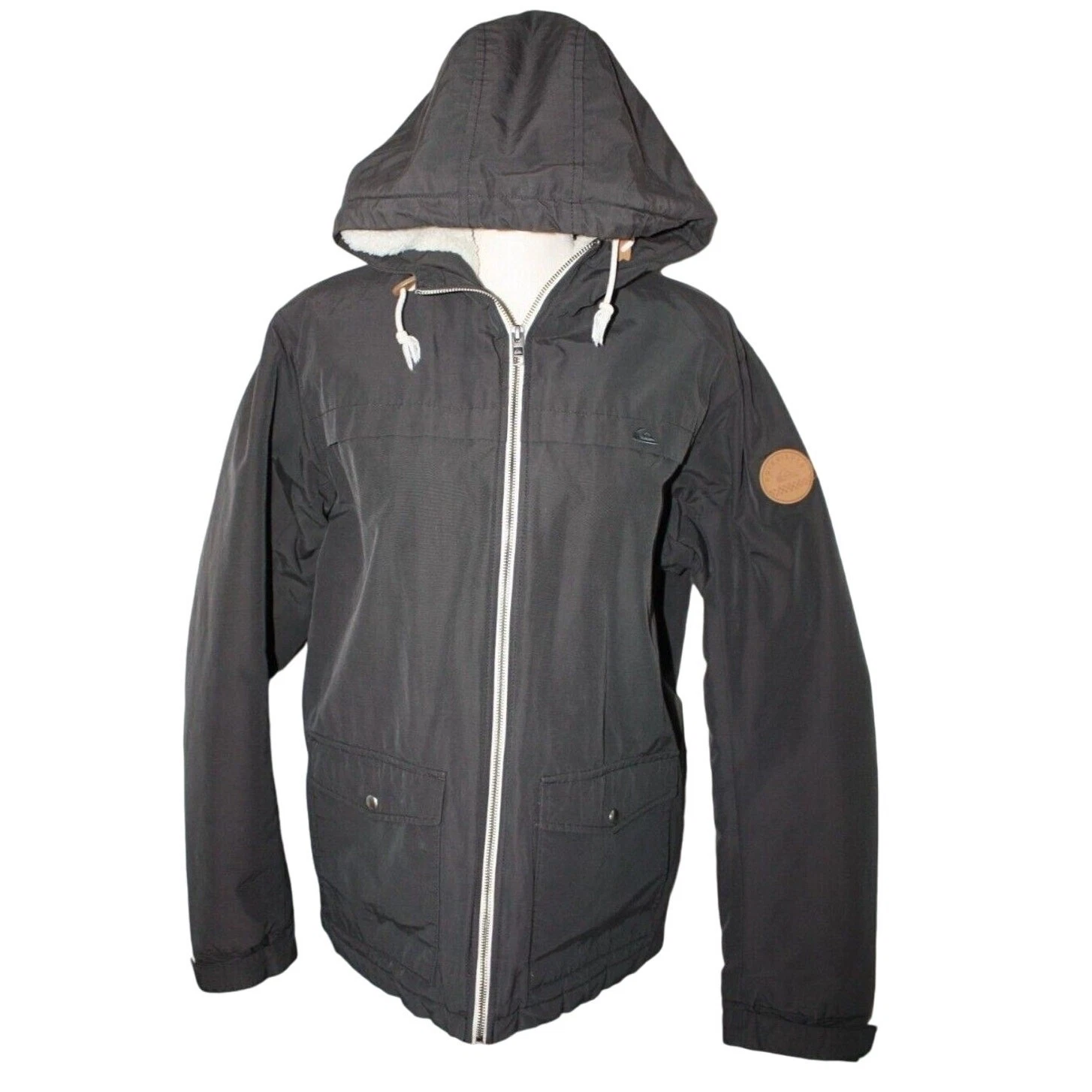Quiksilver Men's Small Winter Outer Wear Jacket Water Resistant Gray Hooded