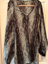 Show Me Your MuMu | Mini A-Line Flared Sleeves V-Neck Dress Snake Print Gray | S